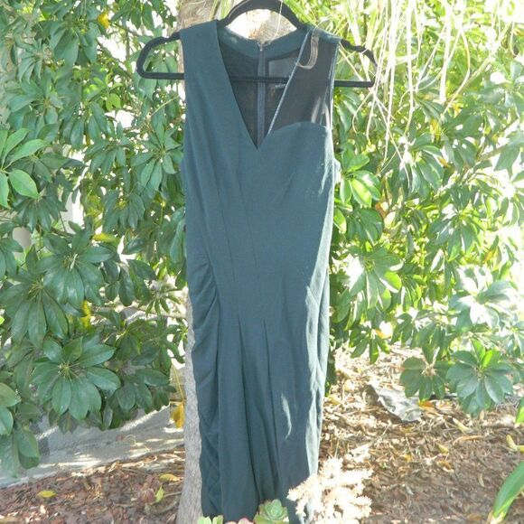 Yigal Azrouel Dress Green with Leather Trim Size 2‎ - Picture 1 of 16